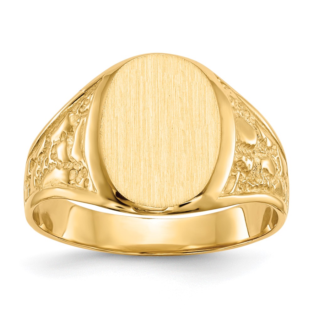 Picture of Finest Gold 14K Yellow Gold 14.5 x 11 mm Closed Back Mens Signet Ring - Size 10