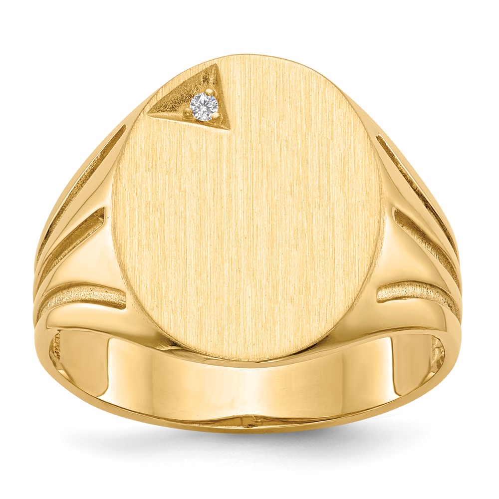 Picture of Finest Gold 14K 16.0 x 14.0 mm Open Back AA Diamond Mens Signet Ring&amp;#44; Size 10