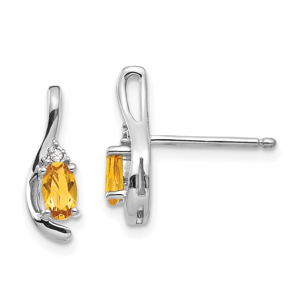 Picture of Quality Gold 14k Gold Citrine & Diamond Post Earrings&#44; White