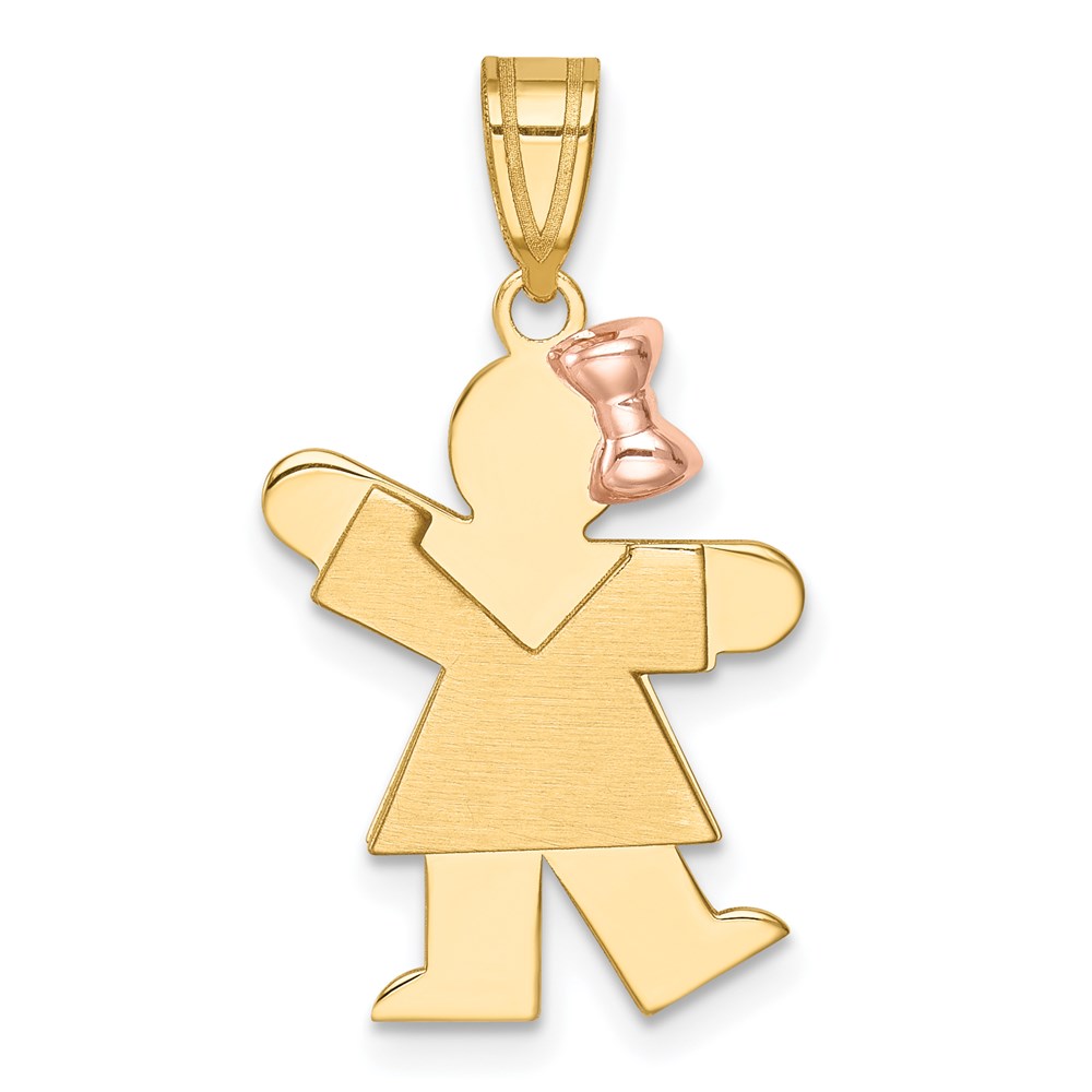 Picture of Finest Gold 14K Two-tone Small Girl on Right Engravable Charm