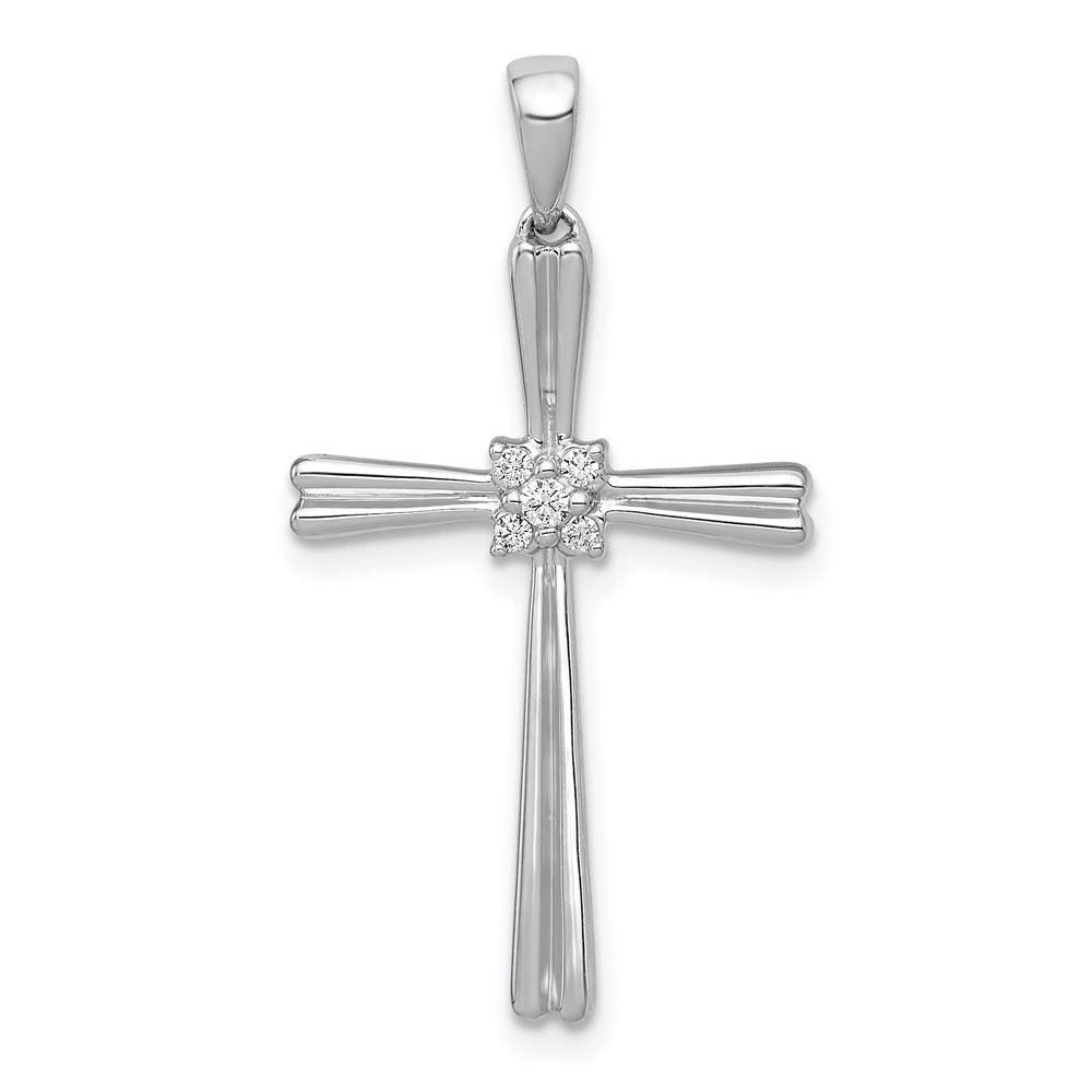 Picture of Finest Gold 14K White Gold 0.05CT Diamond Cross Pendant