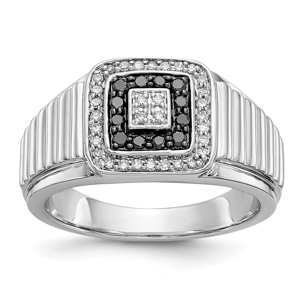 Picture of Quality Gold RM5831-BK-033-WA 14K White Gold Black & White Diamond Mens Ring&#44; Size 10