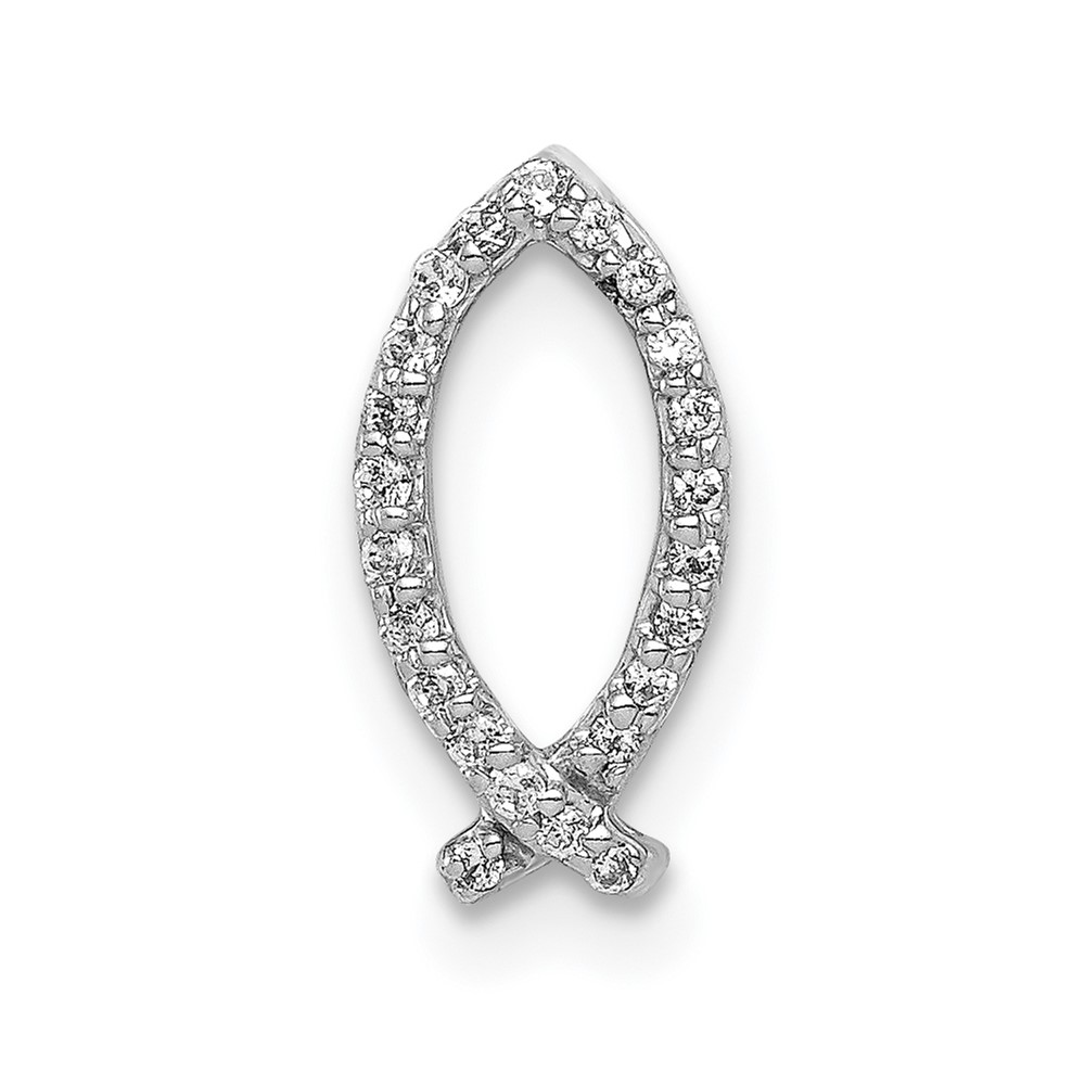 Picture of Finest Gold 14K White Gold 0.06 CTW Diamond Ichthus Chain Slide Pendant