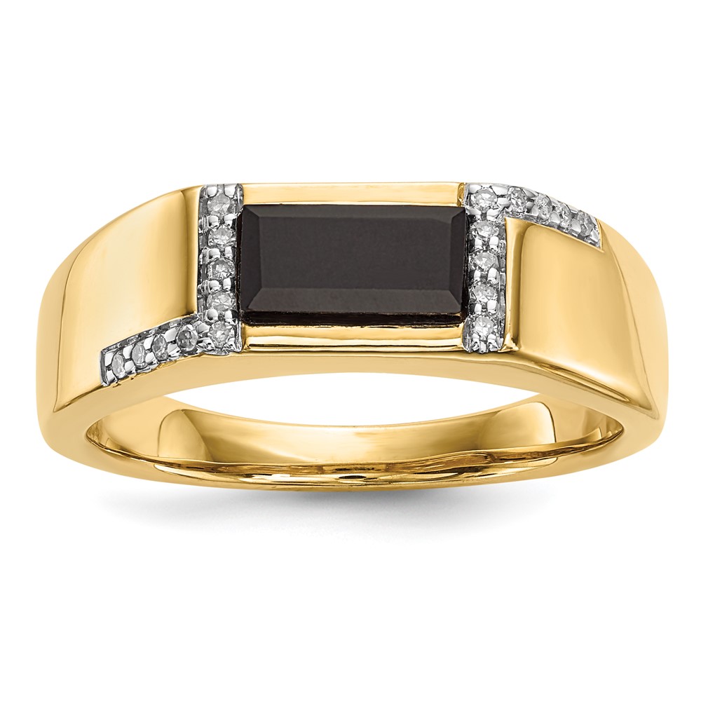 Picture of Finest Gold 14K Onyx &amp; Diamond Mens Ring&amp;#44; Size 10