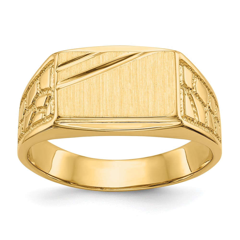 Picture of Quality Gold CH165 14K Yellow Gold 8.5 x 13 mm Open Back Mens Signet Ring - Size 10