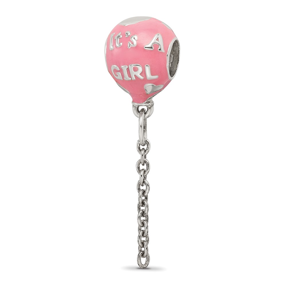 Picture of Quality Gold QRS2961 Sterling Silver Reflections Enameled Its a Girl Balloon Bead
