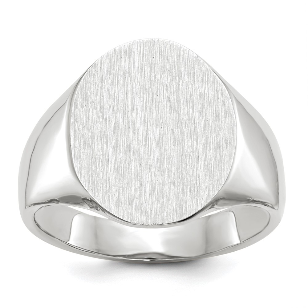 Picture of Finest Gold 14K White Gold 18.5 x 15.0 mm Closed Back Mens Signet Ring&#44; Size 10