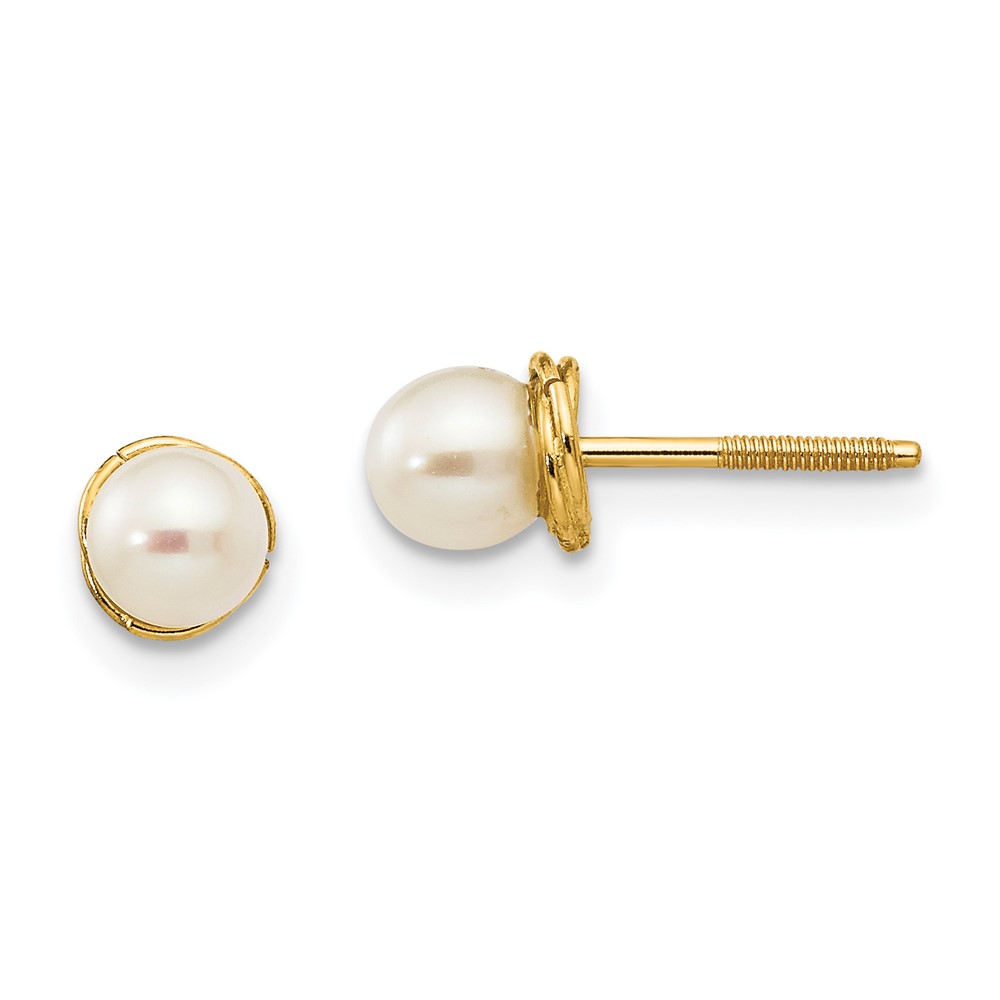 Picture of Finest Gold  14K Yellow Womens Madi K 4-5 mm Semi-Round FW Cultured Pearl Love Knot Post Earrings