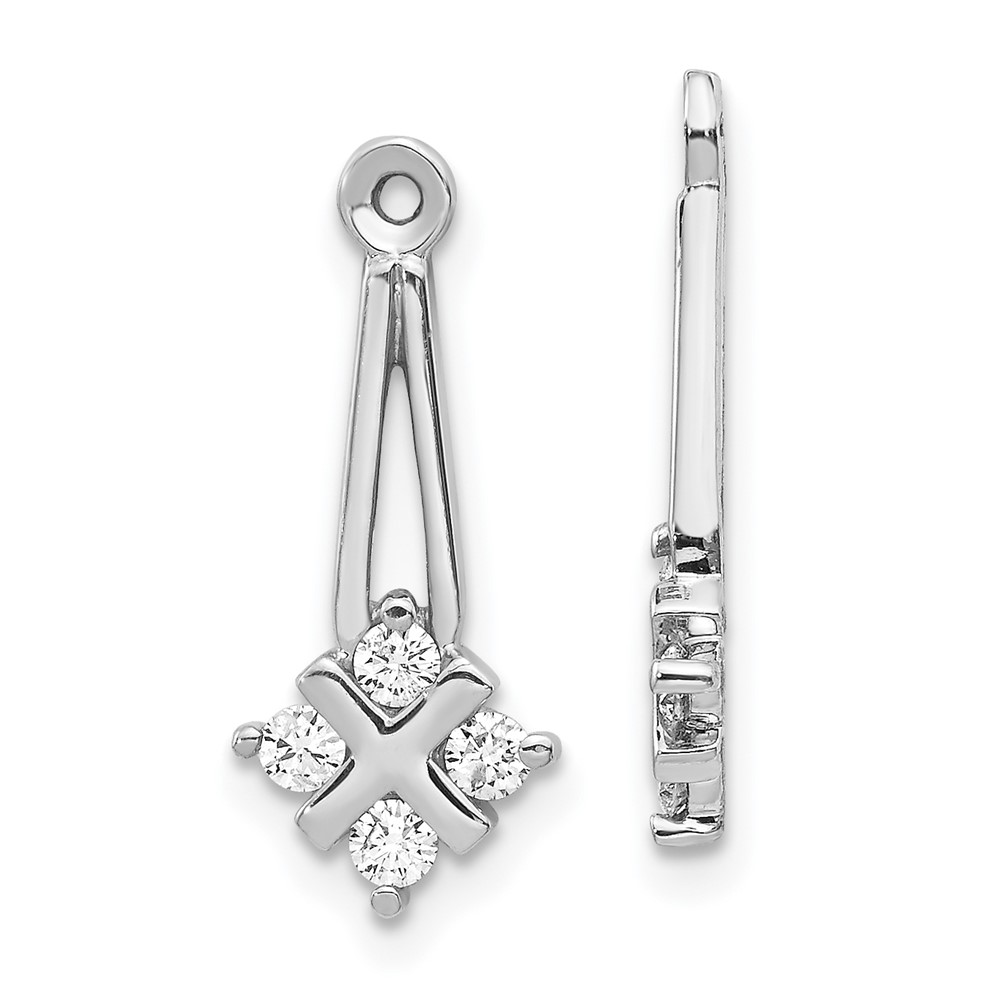 Picture of Finest Gold 14K White Gold Dangle Cluster Diamond Earrings Jacket Mounting