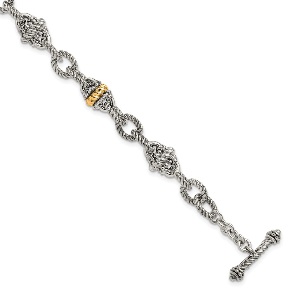 Picture of Finest Gold Sterling Silver with 14K 7.5 in. Link Bracelet