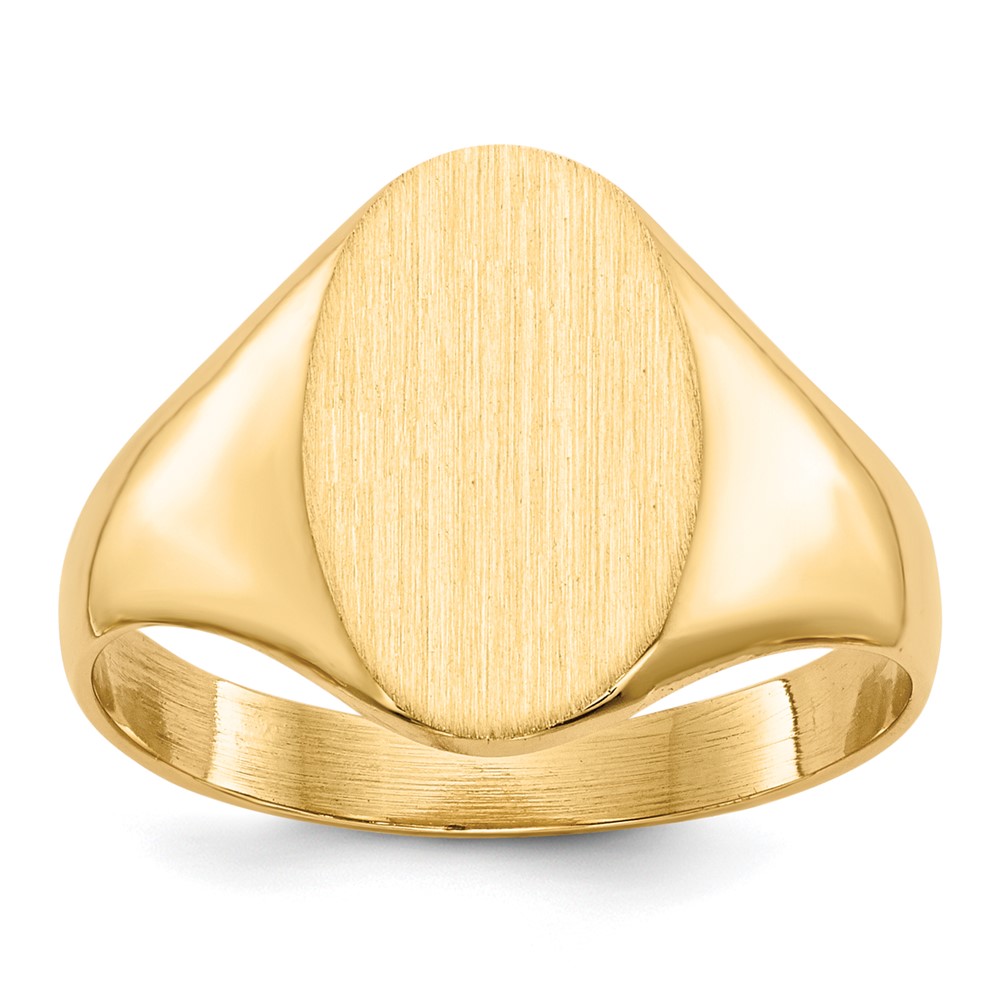 14K Yellow Gold 12 x 8.5 mm Closed Back Signet Ring - Size 6 -  Bagatela, BA2707603