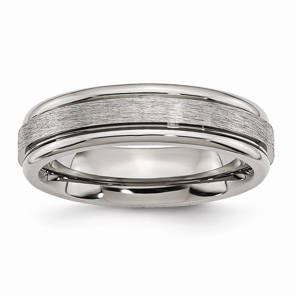 Picture of Bridal TB14-11 6 mm Titanium Grooved Edge Satin & Polished Band&#44; Size 11