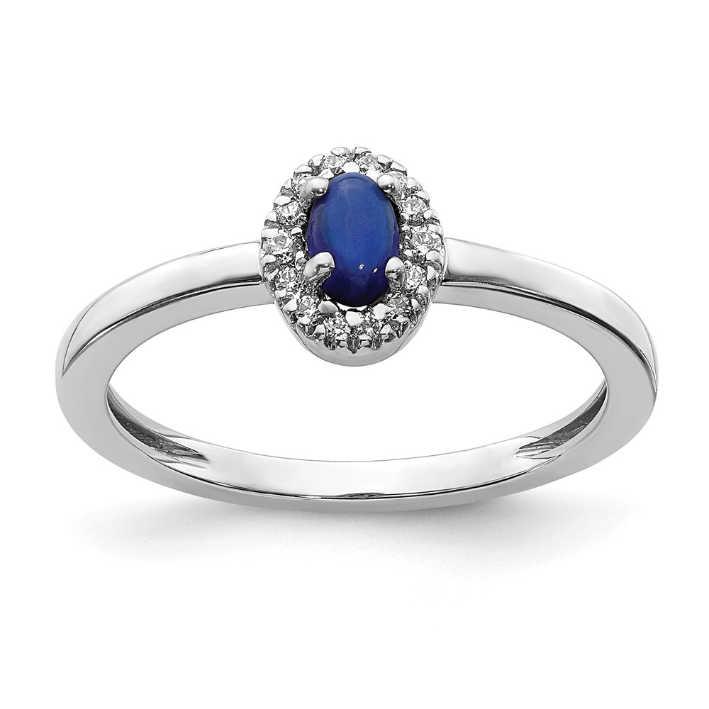 Picture of Finest Gold 14K White Gold Diamond &amp; Oval Cabochon Sapphire Ring&amp;#44; Size 7