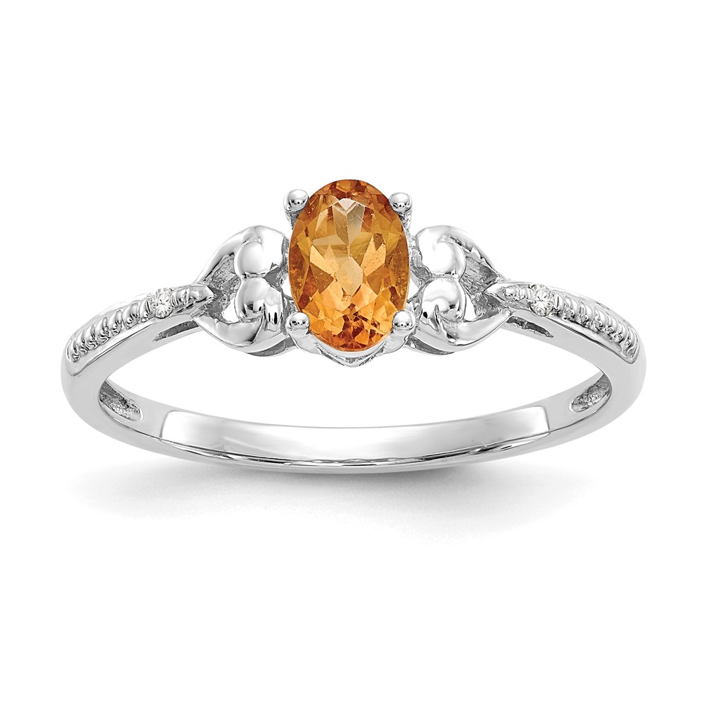 Picture of Finest Gold 10K White Gold Citrine &amp; Diamond Ring&amp;#44; Size 7