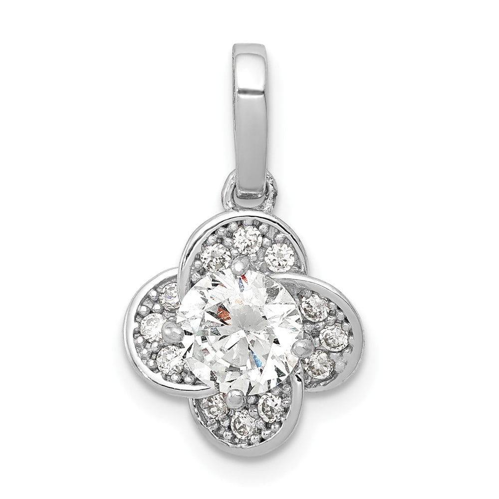 10K Tiara Collection White Gold Polished CZ Pendant -  Finest Gold, UBS10YC390W