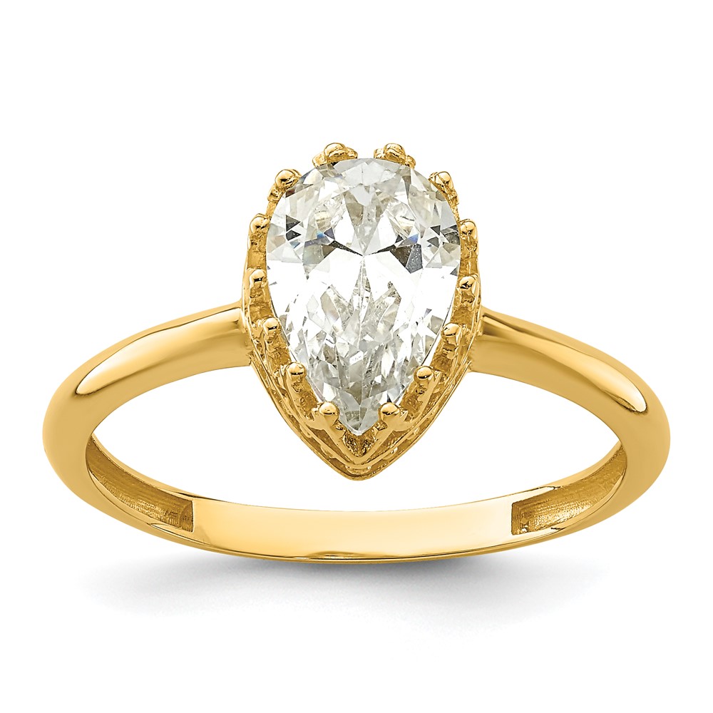 10K Yellow Gold Tiara Collection Polished Pear CZ Ring - Size 7 -  Finest Gold, UBS10YC422