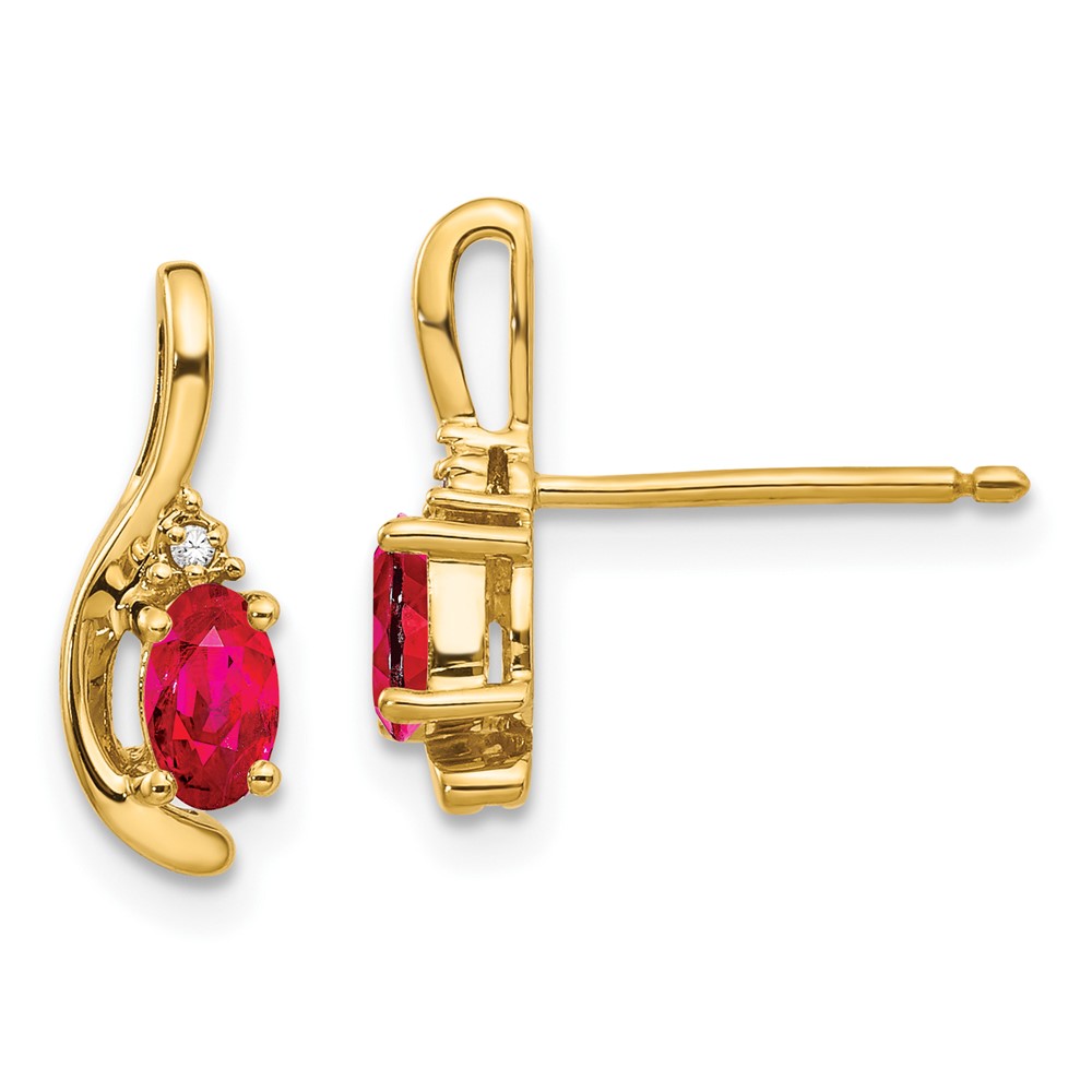 14kt. Yellow Gold Red Ruby Diamond Earrings -  Fine Jewelry Collections, XBS419