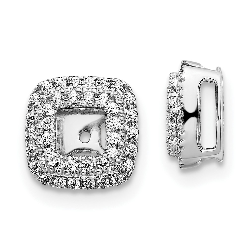 Picture of Finest Gold 14K White Gold Diamond Square Earring Jackets