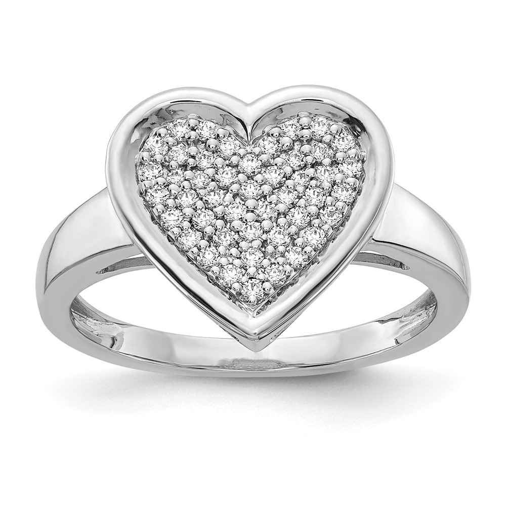 Picture of Finest Gold 14k White Gold Diamond Fancy Heart Ring  Size 7
