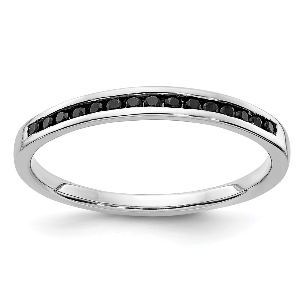 Picture of Finest Gold 14K White Gold Black Diamond Channel Band - Size 6.75