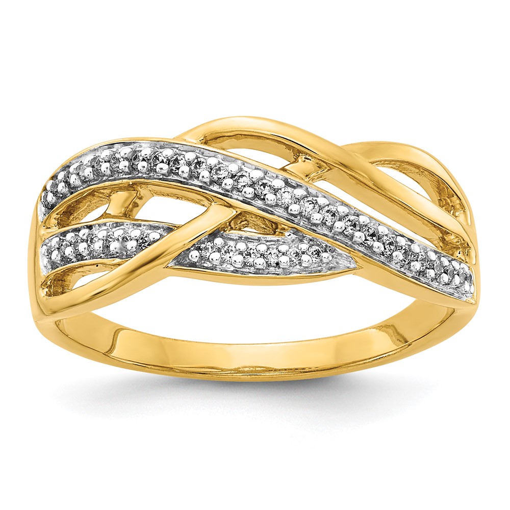 Picture of Finest Gold 14K Diamond Woven Ring&amp;#44; Size 7
