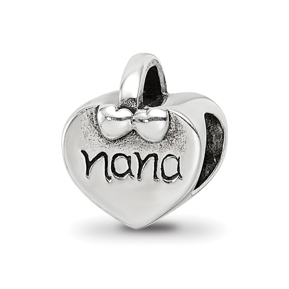 Picture of Finest Gold 10 mm Sterling Silver Reflections Nana Heart Bead&amp;#44; White