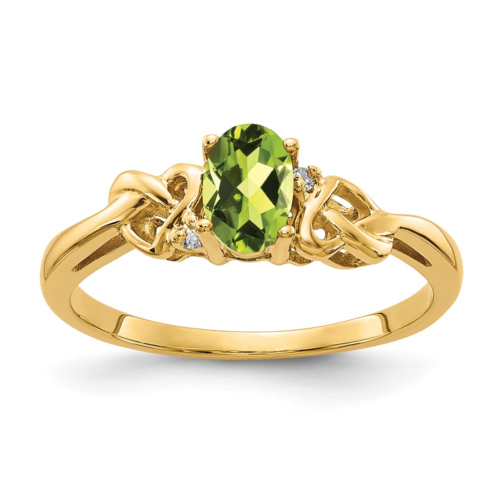 Picture of Quality Gold 14K Peridot & AA Diamond Ring&#44; Size 6