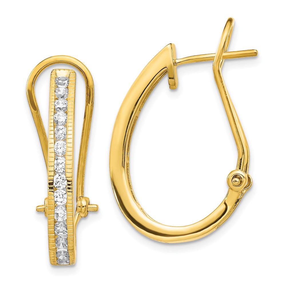14K Gold Diamond Omega Back Hoop Earrings -  Bagatela, BA2706622