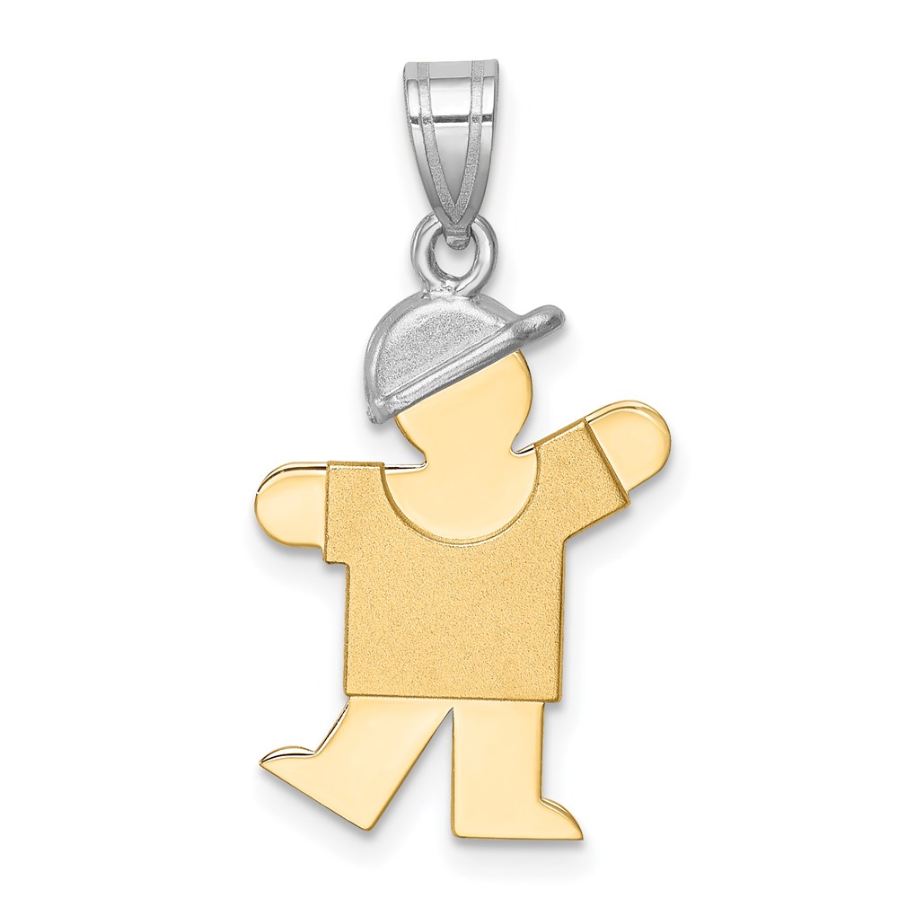 Picture of Finest Gold 14K Two-tone Small Boy with Hat on Left Engravable Charm