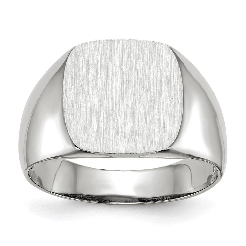 Picture of Finest Gold 14K White Gold 12.5 x 12.5 mm Open Back Signet Ring&amp;#44; Size 9