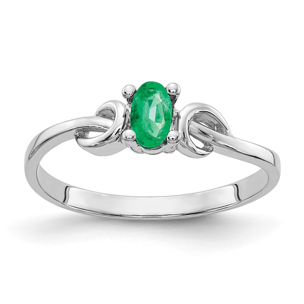 Picture of Finest Gold 14K White Gold 5 x 3 mm Oval Emerald Ring&amp;#44; Size 6