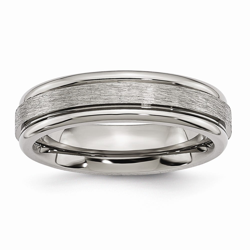Picture of Bridal TB14-13.5 6 mm Titanium Grooved Edge Satin & Polished Band&#44; Size 13.5