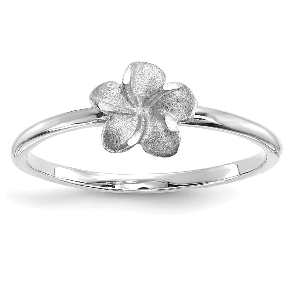 Picture of Finest Gold 14K White Gold Brushed &amp; Polished Diamond-Cut Plumeria Ring - Size 7