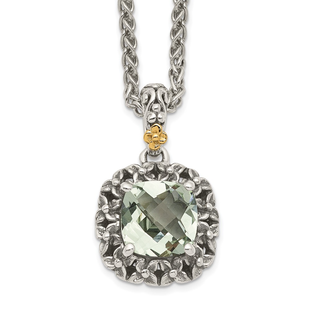 Picture of Finest Gold Sterling Silver with 14K Polished Green Quartz Necklace