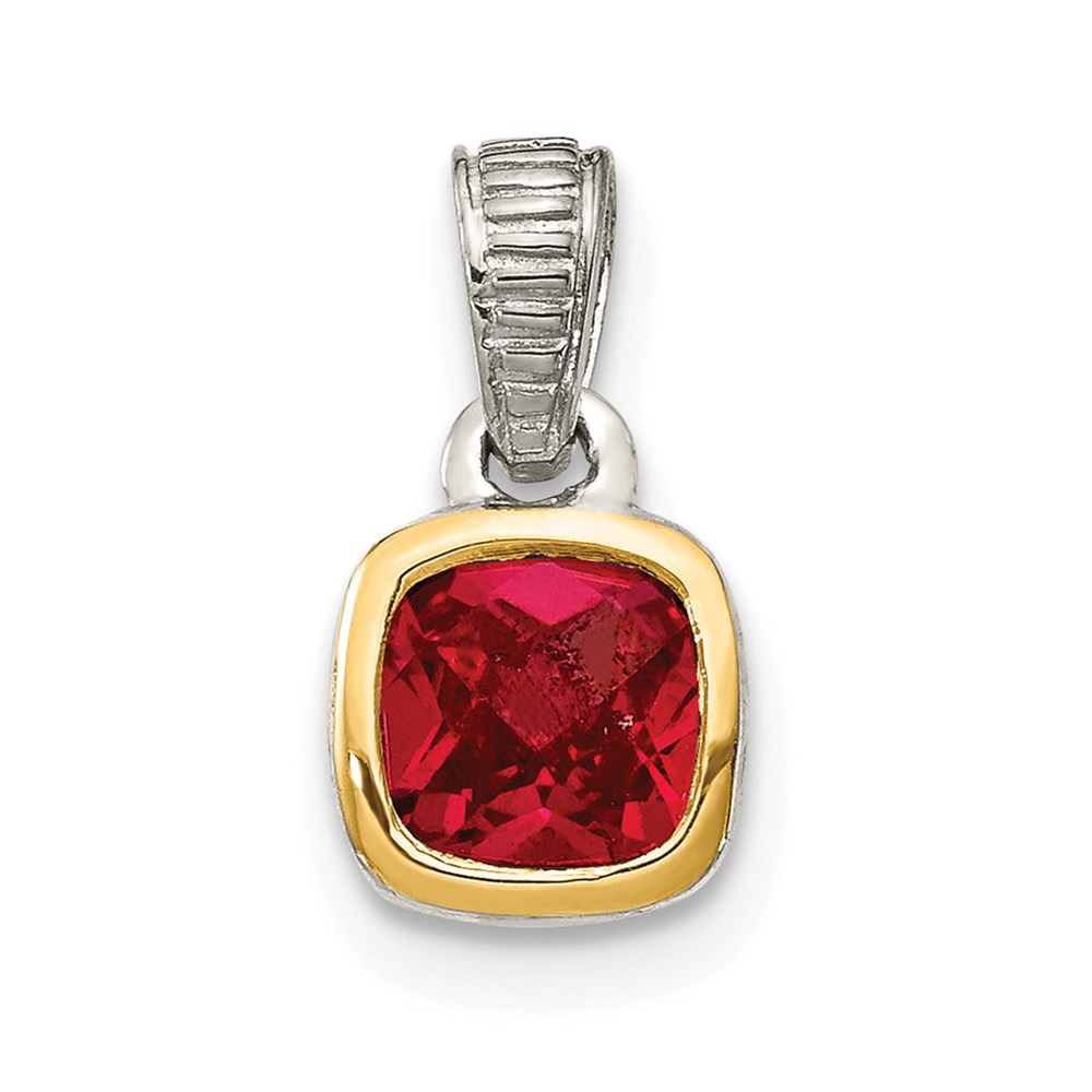 Picture of Finest Gold 14k &amp; Sterling Silver Two-Tone with Accent Created Ruby Pendant
