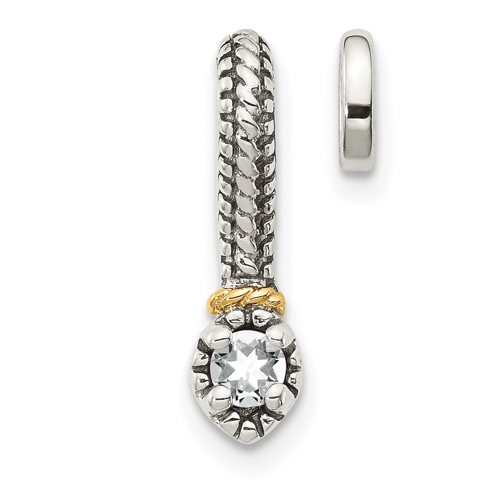Picture of Finest Gold Sterling Silver with 14K Polished White Topaz Chain Slide Pendant