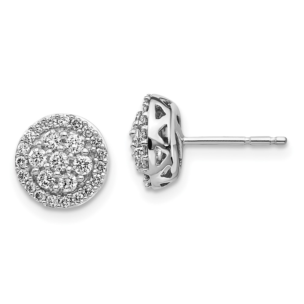 14K White Gold Diamond Cluster Post Earrings -  Finest Gold, UBSEM5462-050-WA