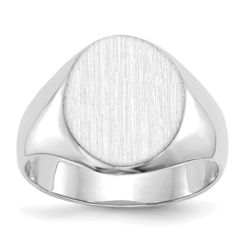 Picture of Finest Gold 14K White Gold 11.0 x 13.0 mm Closed Back Signet Ring&amp;#44; Size 6
