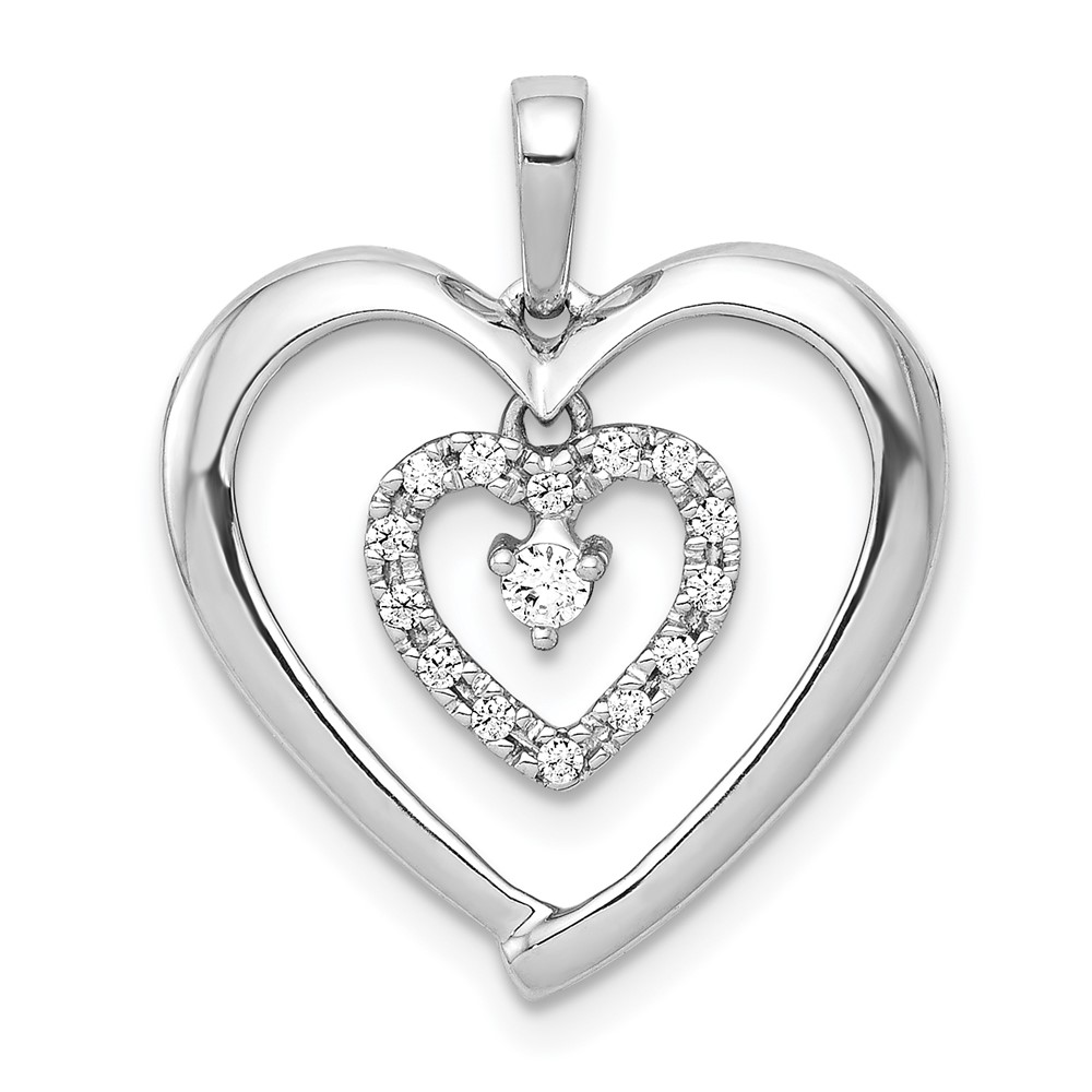 Picture of Finest Gold 14K White Gold 0.1 CTW Diamond Heart Dangle Pendant