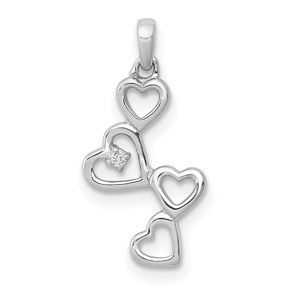 Picture of Finest Gold 14K White Gold 0.01 CTW Diamond Four Hearts Pendant