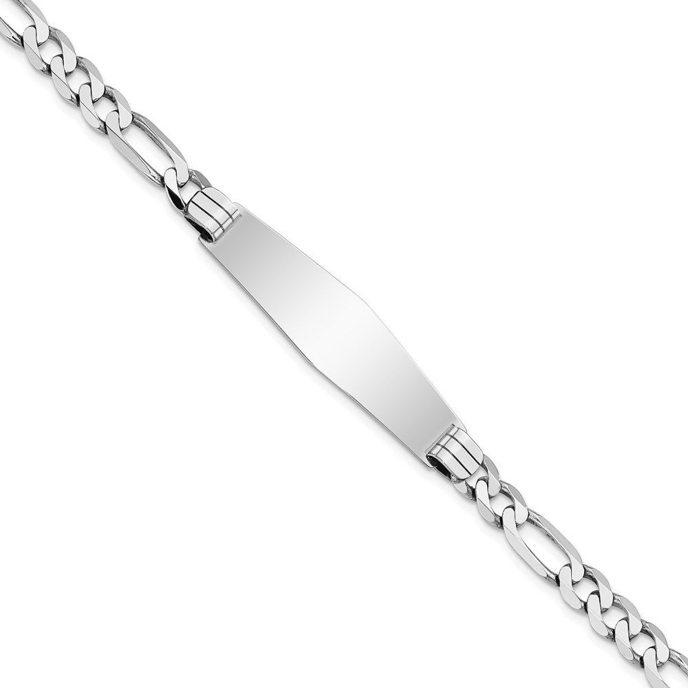 Picture of Finest Gold 14K White Gold Figaro Link Soft Diamond Shape ID 8 in. Bracelet