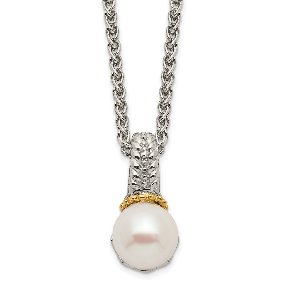 Picture of Finest Gold Sterling Silver with 14K Accent 8-9 mm FWC Pearl Chain Slide Necklace