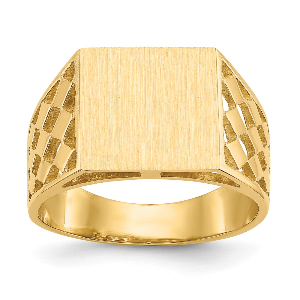 Picture of Quality Gold CH163 14K Yellow Gold 12 x 12.5 mm Open Back Mens Signet Ring - Size 10