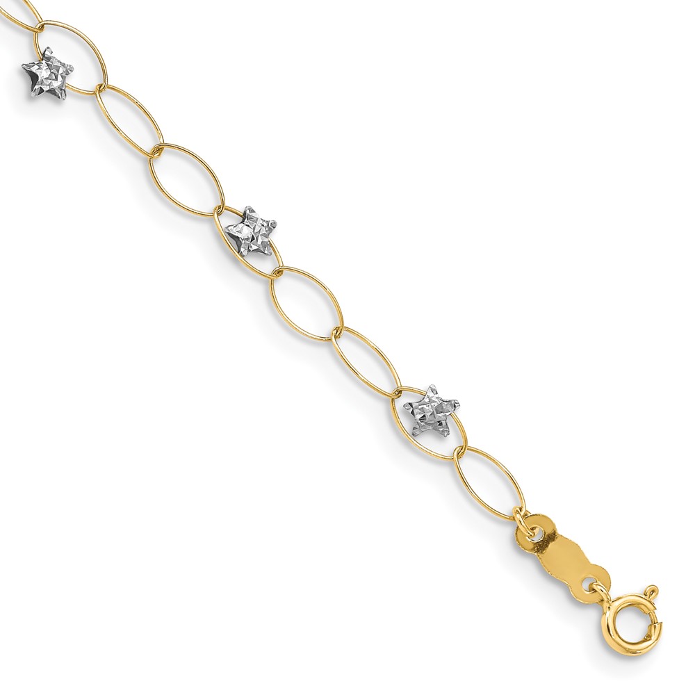 Picture of Quality Gold FB1322-7.25 14K Two-Tone Puff Stars 7.25 in. Bracelet