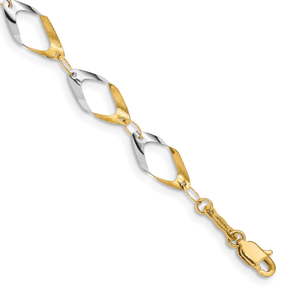 Picture of Finest Gold 14K &amp; White Rhodium Oval Link Chain Bracelet