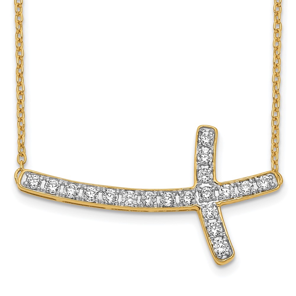 Picture of Finest Gold 14K Yellow Gold Diamond Sideways Cross 18 in. Necklace