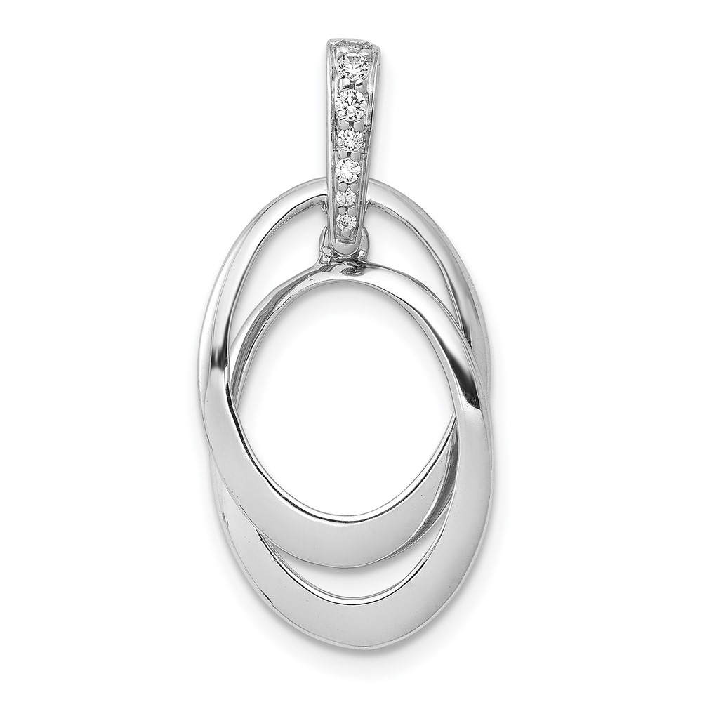 Picture of Finest Gold 14K White Gold 0.05 CTW Diamond Double Oval Pendant