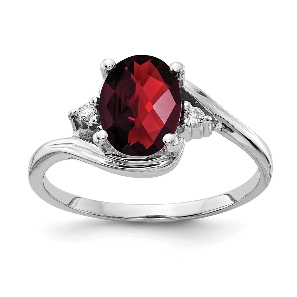 Picture of Finest GoldY2246GA-AA 14K White Gold 8 x 6 mm Oval Garnet AA Diamond Ring - Size 6