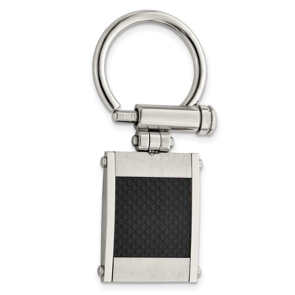 Picture of Finest Gold Stainless Steel Brushed &amp; Polished Black Carbon Fiber Inlay Key Ring
