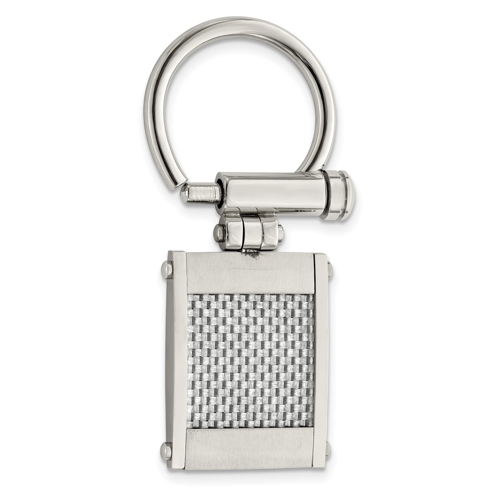 Picture of Finest Gold Stainless Steel Brushed &amp; Polished Grey Carbon Fiber Inlay Key Ring